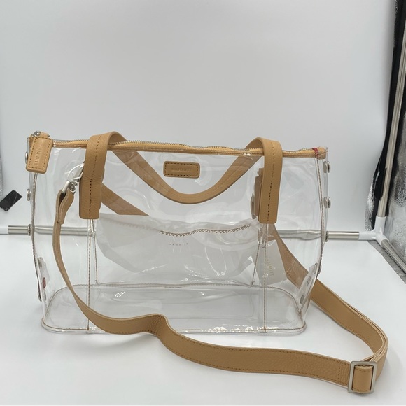 Hammitt Bags Hammitt Addie Medium Clear Tote Crossbody With Tan